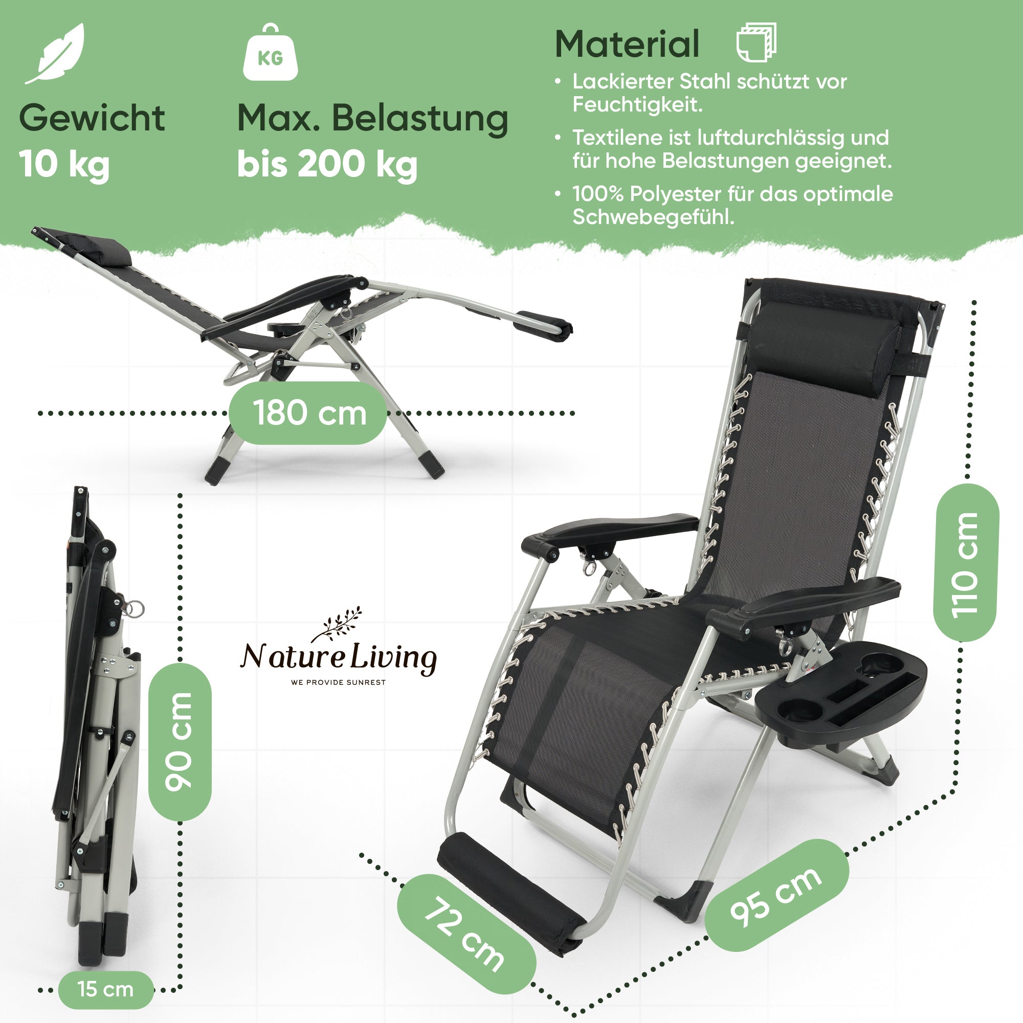 Sonnenliege 200kg Belastung!